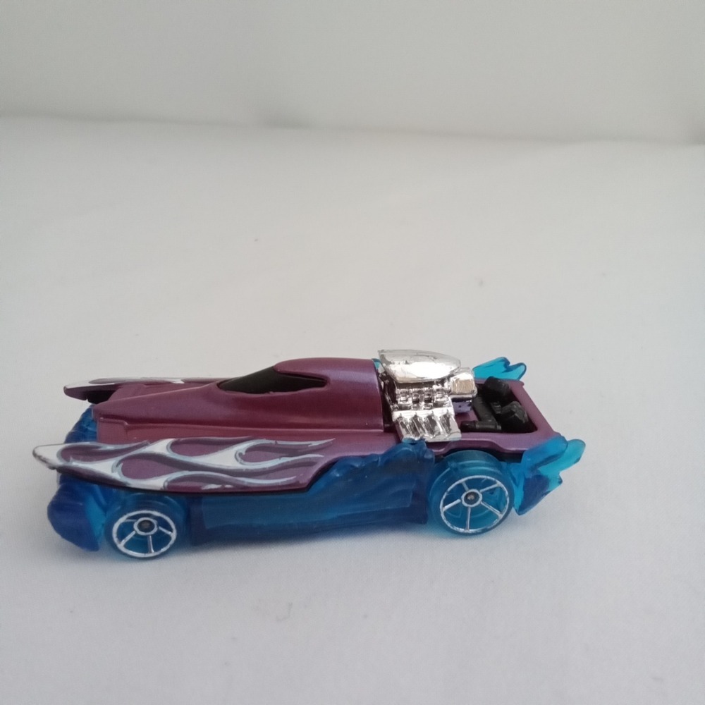 Hot Wheels Med-Evil Purple Silver Flames Translucent Blue Thrill Racers Ice 2012